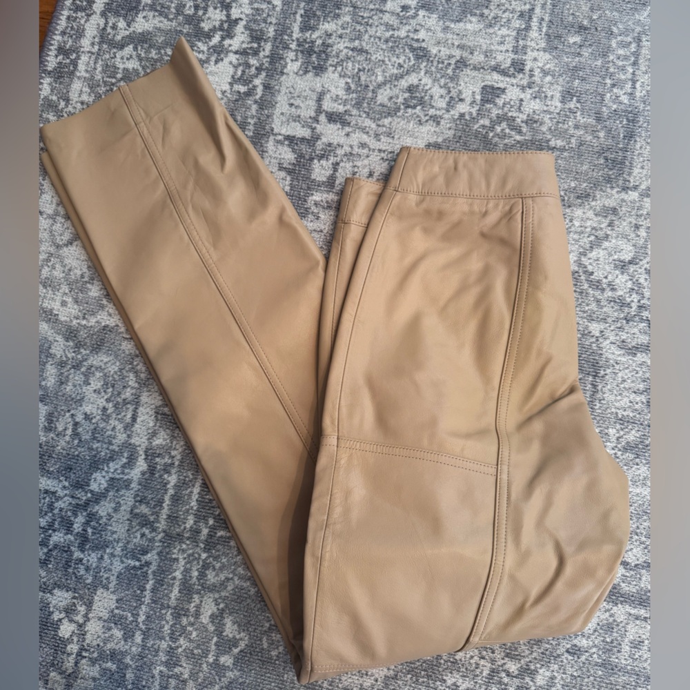 Vintage leather high waist straight leg pants
